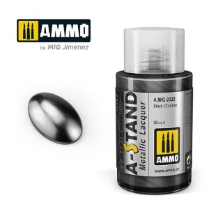 Ammo Mig 2322 - Farba A-Stand Metallic Black Chrome 30 ml