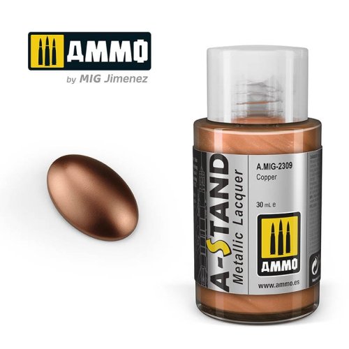 Przejdź do produktu Ammo Mig 2309 - Farba A-Stand Metallic Copper 30 ml