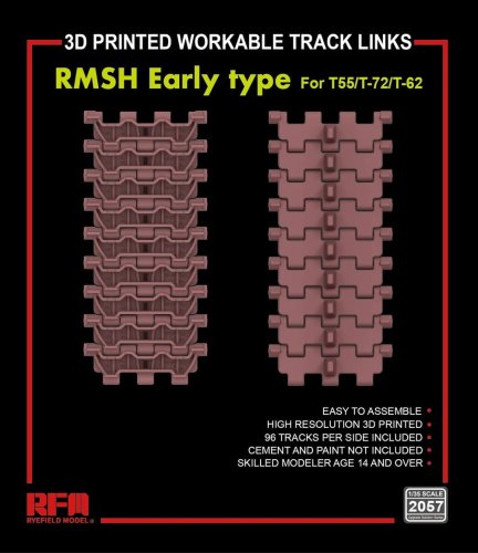 Przejdź do produktu Rye Field Model 2057 - 1:35 3D Printed Workable Track Links RMSH Early Type for T-55/72/62