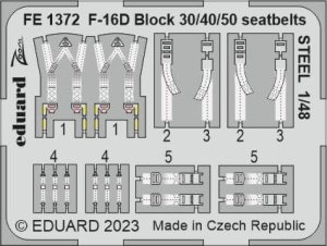 Eduard FE1372 - 1:48 F-16D Block 30/40/50 seatbelts - Steel