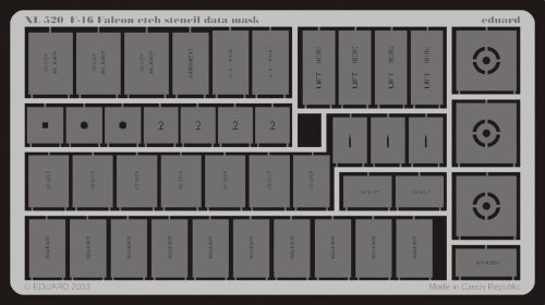 Przejdź do produktu EDUARD XL520 - 1:32 F-16 etch stencil data mask -etch