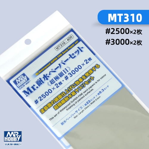 Przejdź do produktu Mr.Hobby MT310 - Zestaw bardzo drobnych, wodoodpornych papierów ściernych #2500 x 2 / #3000 x 2
