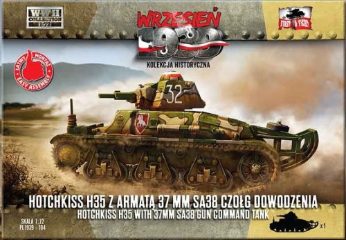 Przejdź do produktu First To Fight 104 - Wrzesień 1939 - 1:72 Hotchkiss H35 z Armatą 37 mm SA38 Czołg Dowodzenia - Gazetka w zestawie z modelem