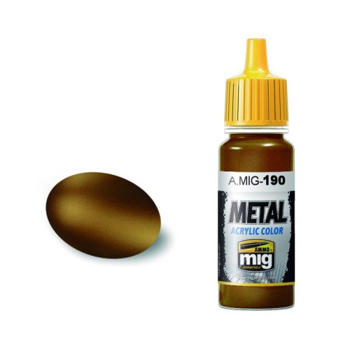 Przejdź do produktu Ammo Mig 190 - Farba akrylowa metaliczna Old Brass 17 ml