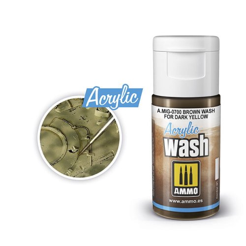 Przejdź do produktu Ammo Mig 0700 - Wash akrylowy Brown for Dark Yellow 15 ml