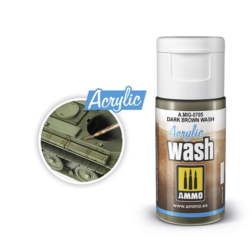 Przejdź do produktu Ammo Mig 0705 - Wash akrylowy Dark Brown 15 ml