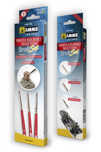 Przejdź do produktu Ammo Mig 7609 - Zestaw pędzli Marta Kolinsky Selection do malowania figurek i detali