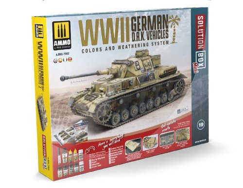 Przejdź do produktu Ammo Mig 7902 - WWII German D.A.K. Vehicles Solution Box Mini - Zestaw chemii modelarskiej z poradnikiem