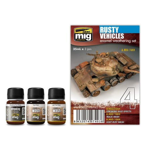 Przejdź do produktu AMMO MIG 7403 - Rusty Vehicles - Enamel Weathering Set