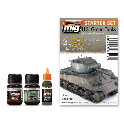 Przejdź do produktu AMMO MIG 7413 - US Green Tanks - Enamel & Acrylic - Starter Set