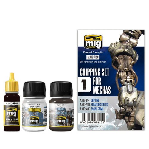 Przejdź do produktu AMMO MIG 7428 - Chipping Set for Mechas