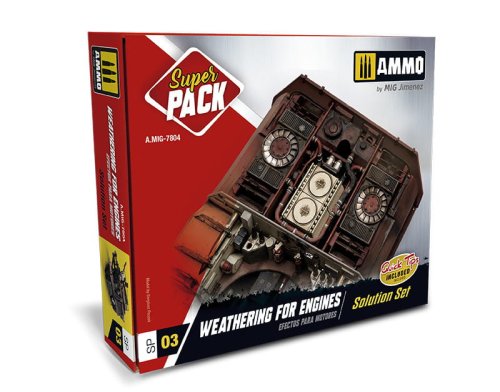 Przejdź do produktu AMMO MIG 7804 - Weathering for Engines Solution Set - Super Pack