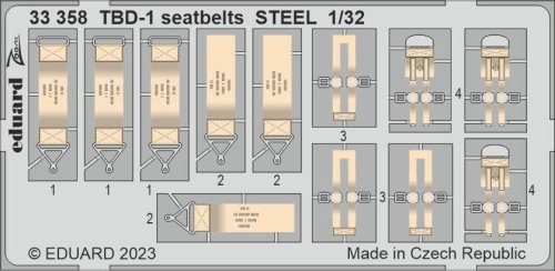 Przejdź do produktu Eduard 33358 - 1:32 TBD-1 seatbelts - Steel