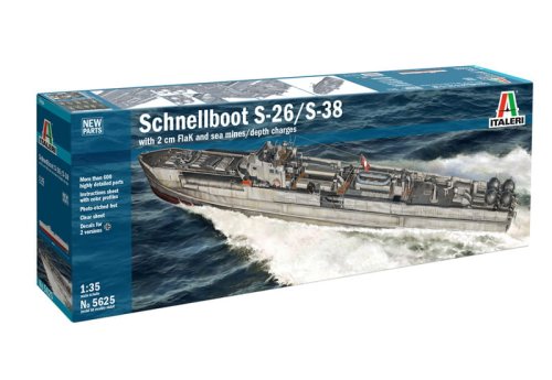 Przejdź do produktu Italeri 5625 - 1:35 Schnellboot S-26 / S-38 with 2cm FlaK and sea mines / depth charges