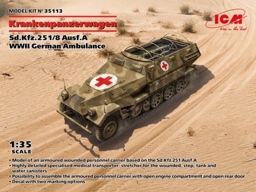 Przejdź do produktu ICM 35113 - 1:35 Sd.Kfz.251/8 Ausf. A Krankenpanzerwagen WWII German Ambulance