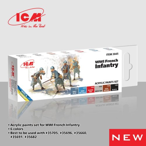 Przejdź do produktu ICM 3045 - Zestaw farb WWI French Infantry
