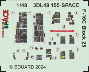 Eduard 3DL48155 - 1:48 F-16C Block 25 Space 3D Decals + PE
