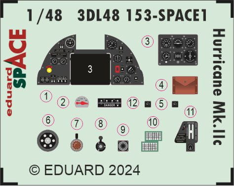 Przejdź do produktu Eduard 3DL48153 - 1:48 Hurricane Mk.IIc Space 3D Decals + PE