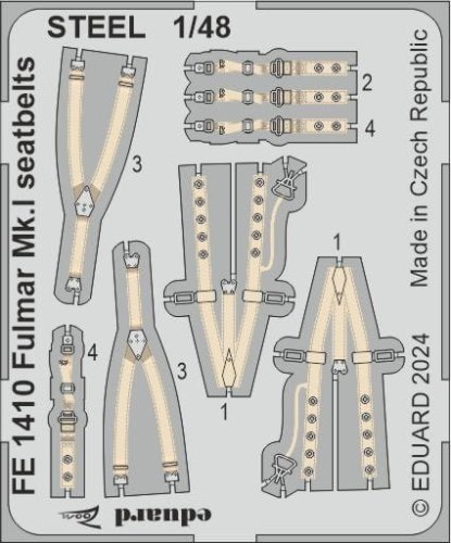 Przejdź do produktu Eduard FE1410 - 1:48 Fulmar Mk.I seatbelts - Steel