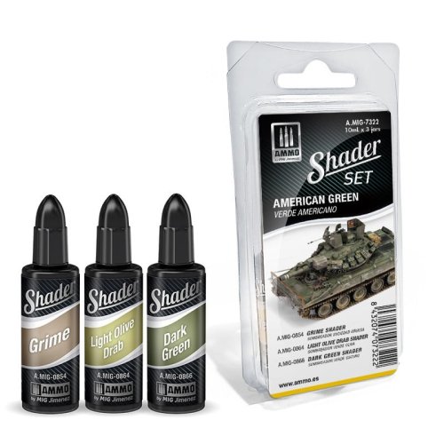 Przejdź do produktu Ammo Mig 7322 - Zestaw farb Shader American Green