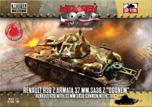 Przejdź do produktu First To Fight 107 - Wrzesień 1939 - 1:72 Renault R39 z armatą 37 mm SA38 z ogonem - Gazetka w zestawie z modelem