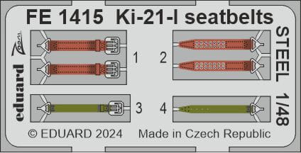 Przejdź do produktu Eduard FE1415 - 1:48 Ki-21-I seatbelts - Steel