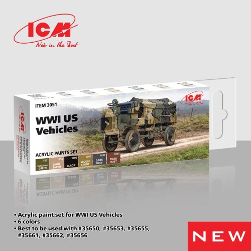 Przejdź do produktu ICM 3051 - Zestaw farb WWI US Vehicles