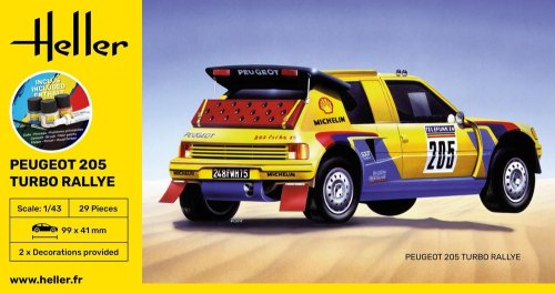 Przejdź do produktu Heller 56189 - 1:43 Peugeot 205 Turbo Rally model z farbami