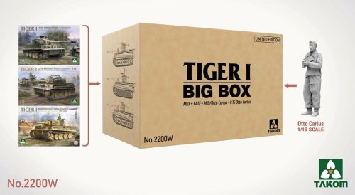 Przejdź do produktu Takom 2200W - 1:35 Tiger I Big Box Mid+Late+Mid/Otto Carius +1/16 Otto Carius