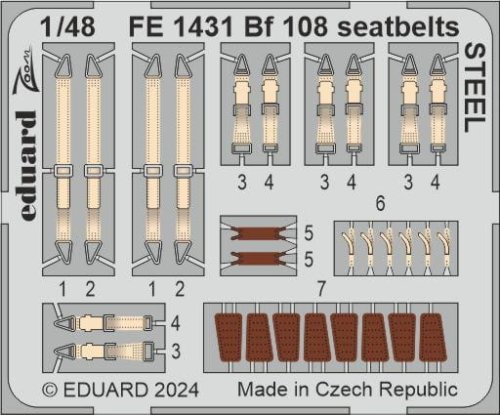 Przejdź do produktu Eduard FE1431 - 1:48 Bf 108 seatbelts - Steel