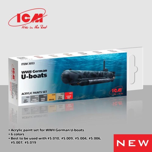 Przejdź do produktu ICM 3053 - Zestaw farb WWII German U-Boats