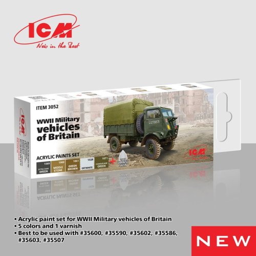 Przejdź do produktu ICM 3052 - Zestaw farb WWII Military Vehicles of Britain