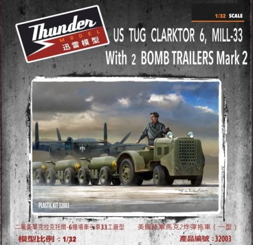 Przejdź do produktu Thunder Model 32003 - 1:32 US Tug Clarktor 6 Mill-33 With 2 Bomb Trailers Mark 2