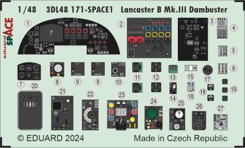 Przejdź do produktu Eduard 3DL48171 - 1:48 Lancaster B Mk.III Dambuster Space 3D Decals + PE