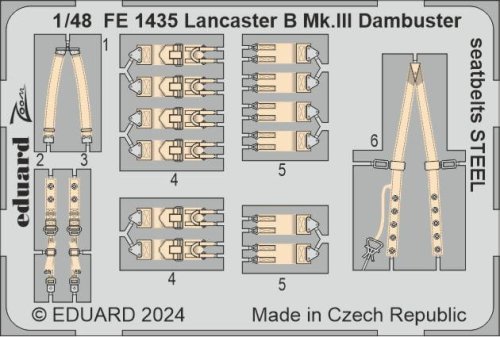 Przejdź do produktu Eduard FE1435 - 1:48 Lancaster B Mk.III Dambuster seatbelts - Steel