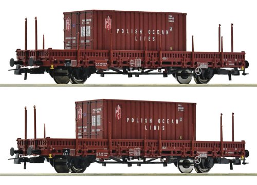 Przejdź do produktu Roco 6600006 H0 - Zestaw 2 wagonów platform typu Ks PKP z kontenerami PLO ep. IV