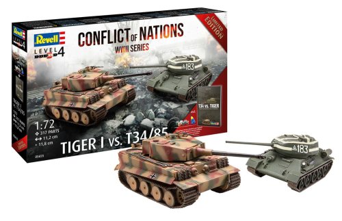 Przejdź do produktu Revell 05655 - 1:72 Conflict of Nations WWII Series Tiger I & T-34/85 modele z farbami