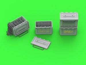 Master GM-35-067 - 1:35 Skrzynki amunicyjne M2 do karabinu Browning M2 .50 - używane w okresie II WŚ 6 szt. otwarte