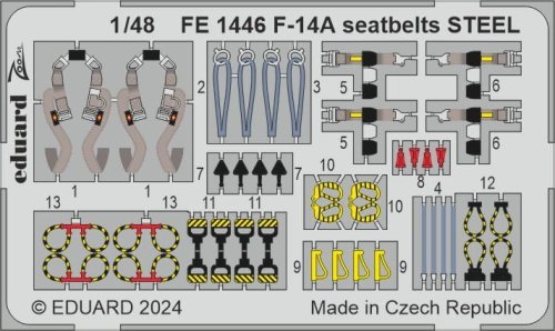 Przejdź do produktu Eduard FE1446 - 1:48 F-14A seatbelts - Steel