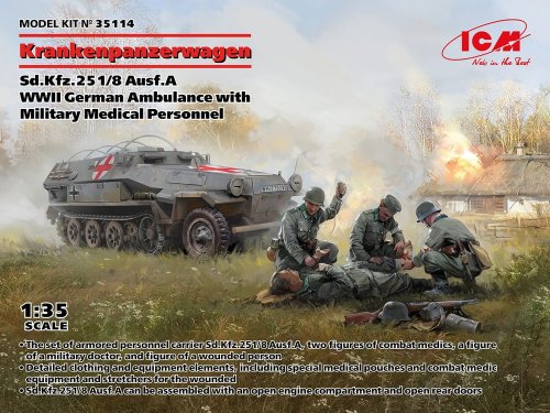 Przejdź do produktu ICM 35114 - 1:35 Krankenpanzerwagen Sd.Kfz. 251/8 Ausf. A WWII German Ambulance with Military Medical Personnel