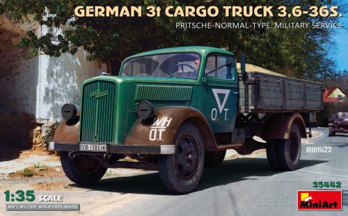 Przejdź do produktu Miniart 35442 - 1:35 German 3t Cargo Truck 3,6-36S. Pritsche Normal Type