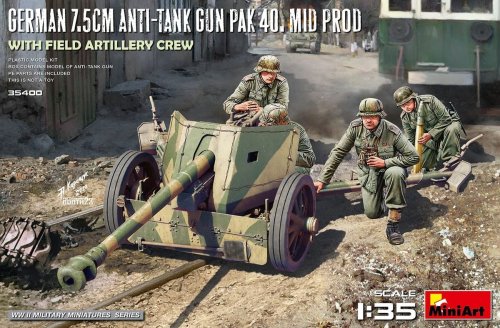 Przejdź do produktu Miniart 35400 - 1:35 German 7,5 cm Anti-Tank Gun PaK 40 Mid Prod. w/ Artillery Crew