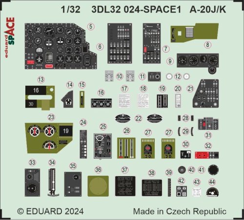 Przejdź do produktu Eduard 3DL32024 - 1:32 A-20J/K Space 3D Decals + PE