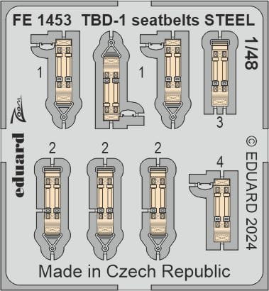 Przejdź do produktu Eduard FE1453 - 1:48 TBD-1 seatbelts - Steel