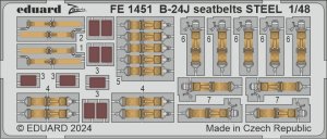Eduard FE1451 - 1:48 B-24J seatbelts - Steel