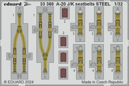 Przejdź do produktu Eduard 33368 - 1:32 A-20J/K seatbelts - Steel