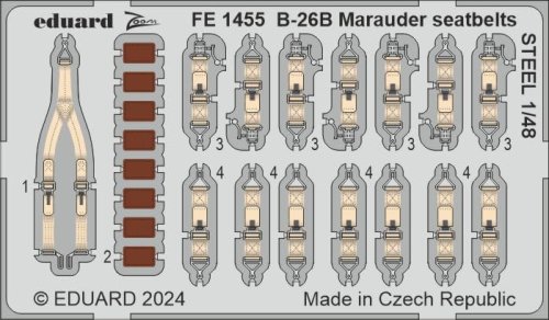 Przejdź do produktu Eduard FE1455 - 1:48 B-26B Marauder seatbelts - Steel
