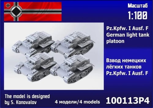 Przejdź do produktu Zebrano 100-113P4 - 1:100 Pz.Kpfw. I Ausf. F German Light Tank Platoon 4 pcs