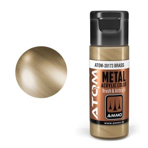 Ammo Mig 20173 - Farba akrylowa Atom Metallic Brass 20 ml
