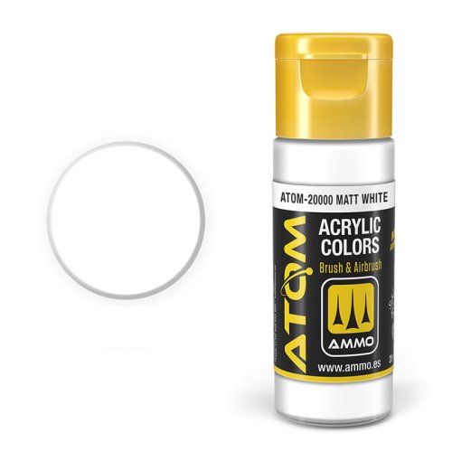 Przejdź do produktu Ammo Mig 20000 - Farba akrylowa Atom Matt White 20 ml